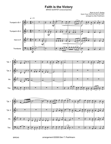 FAITH IS THE VICTORY for BRASS QUARTET (unaccompanied) (arr. Glen Poehlmann)
