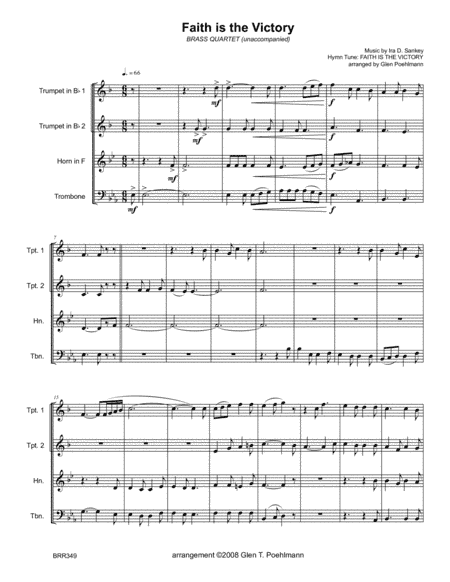 FAITH IS THE VICTORY for BRASS QUARTET (unaccompanied) (arr. Glen Poehlmann)