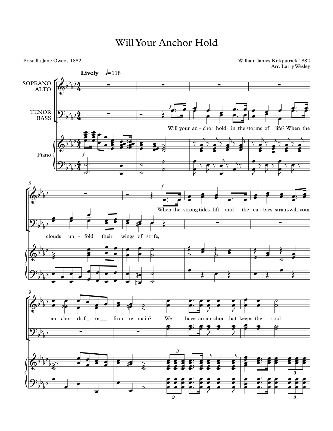 Will Your Anchor Hold (arr. Larry Wesley)