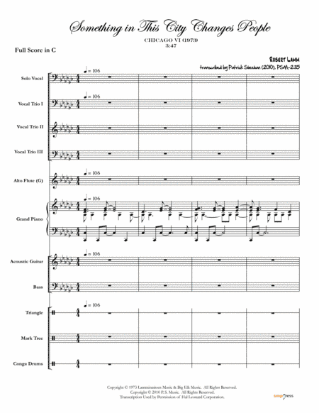 Something In This City Changes People (arr. Patrick Sheehan)