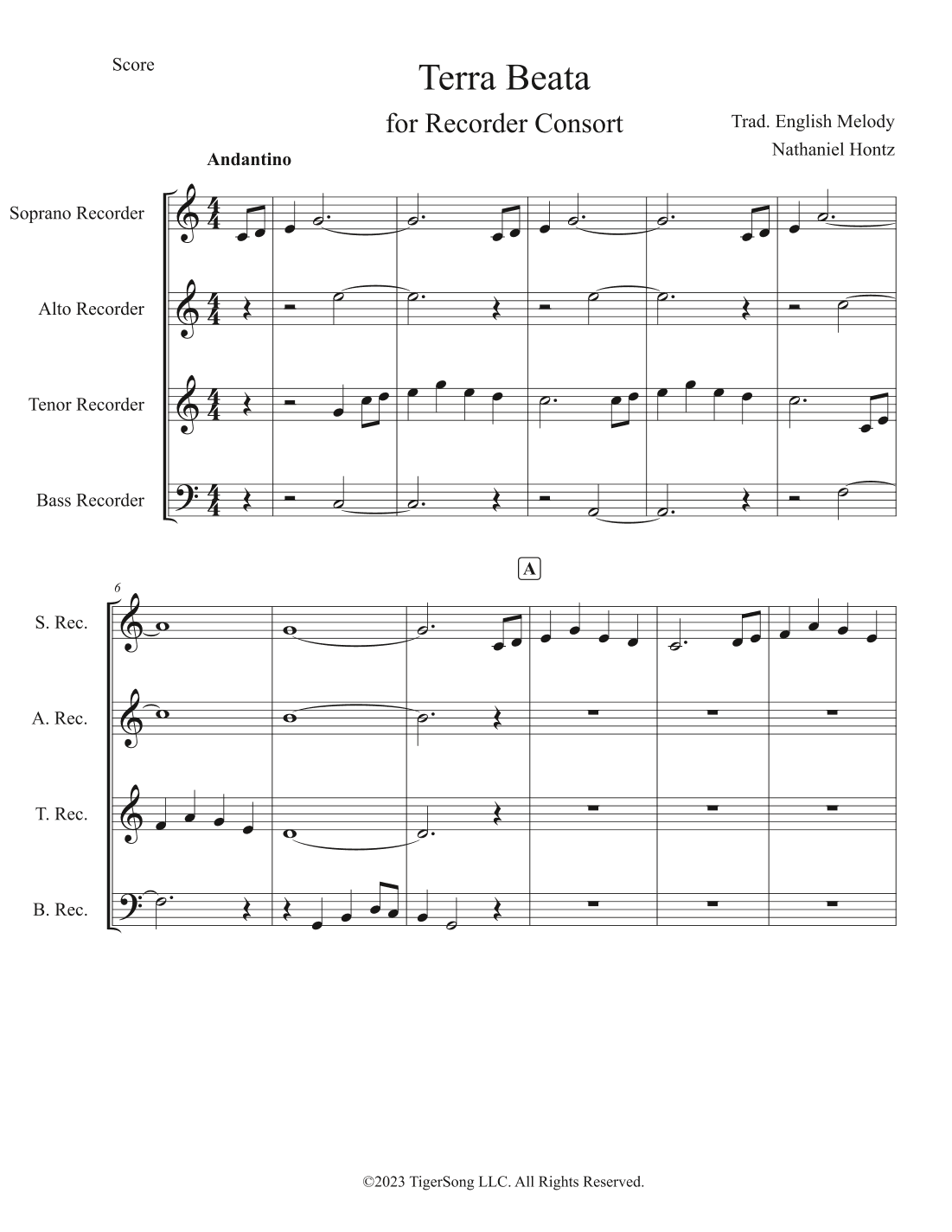 Terra Beata ("This is My Father's World") for Recorder Ensemble (arr. Nathaniel Hontz)