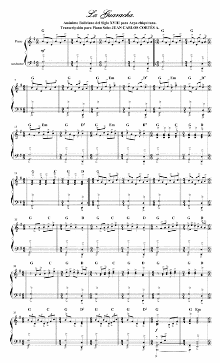 La Guaracha Anónimo Siglo XVIII Chiquitos, Santa Cruz, Bolivia (arr. Juan Carlos Cortés A.)