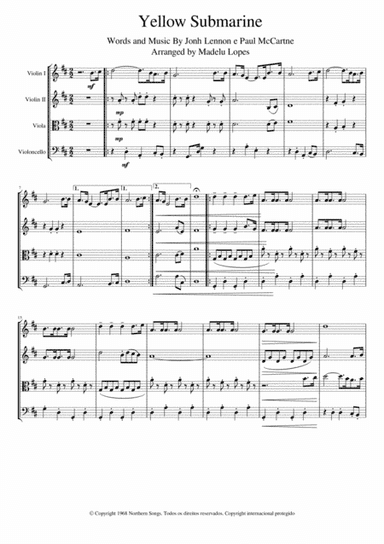 Yellow Submarine (pepperland/yellow Submarine In Pepperland) (arr. Madelu Lopes)
