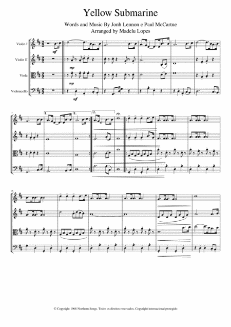 Yellow Submarine (pepperland/yellow Submarine In Pepperland) (arr. Madelu Lopes)