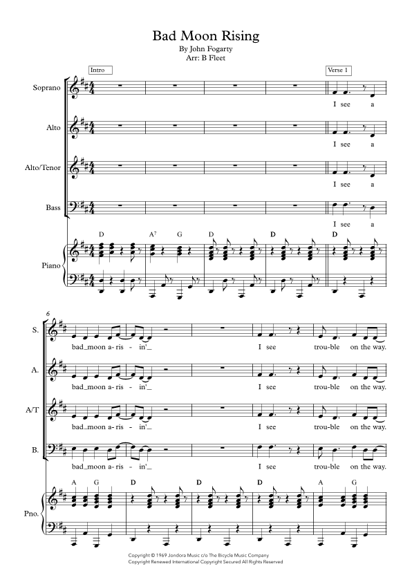 Bad Moon Rising (arr. B. Fleet)