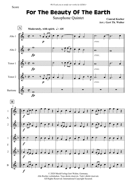 For The Beauty Of The Earth (arr. Gert Th. Walter)