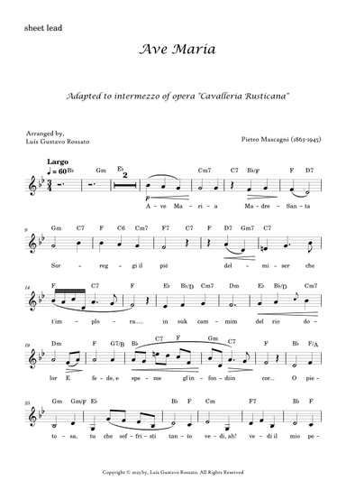 Mascagni - Ave Maria (Bb Major) (arr. Luís Gustavo Rossato)
