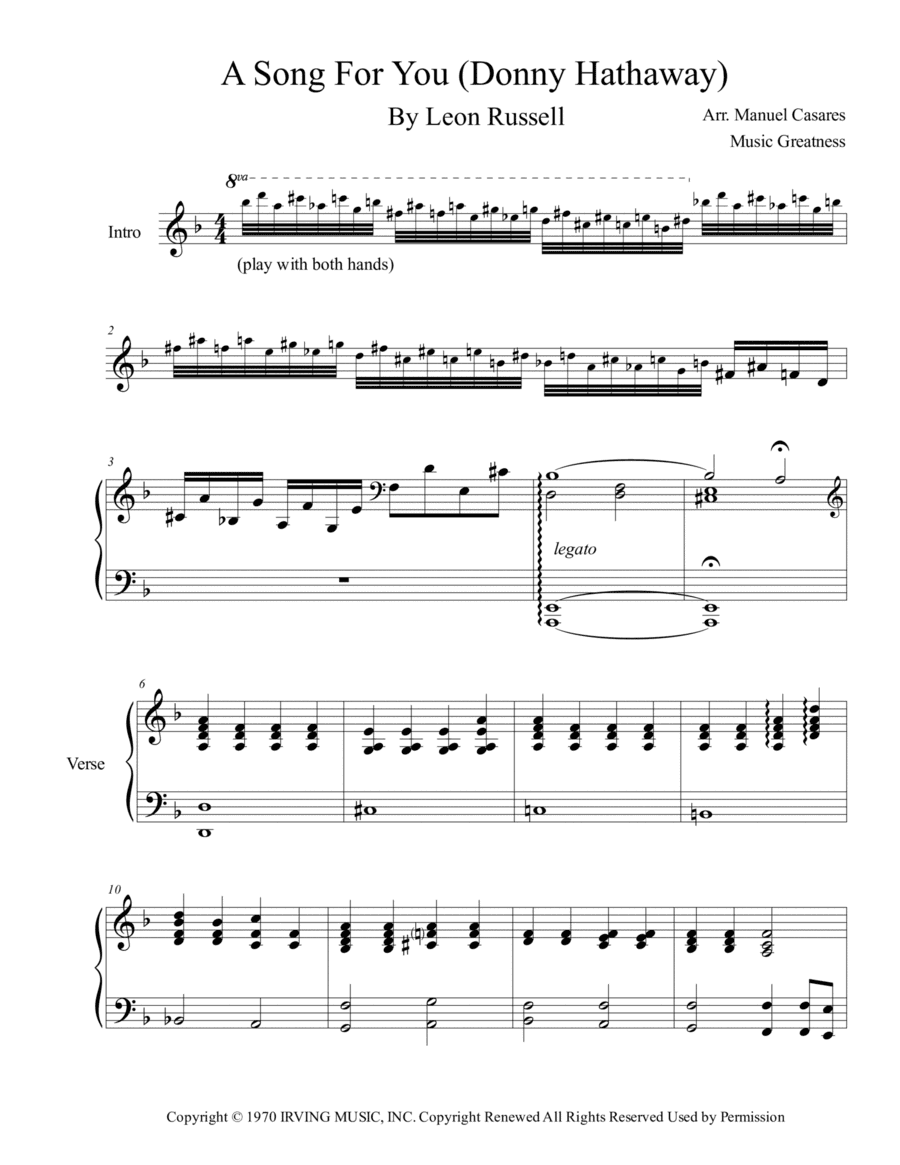 A Song For You (arr. Music Greatness)
