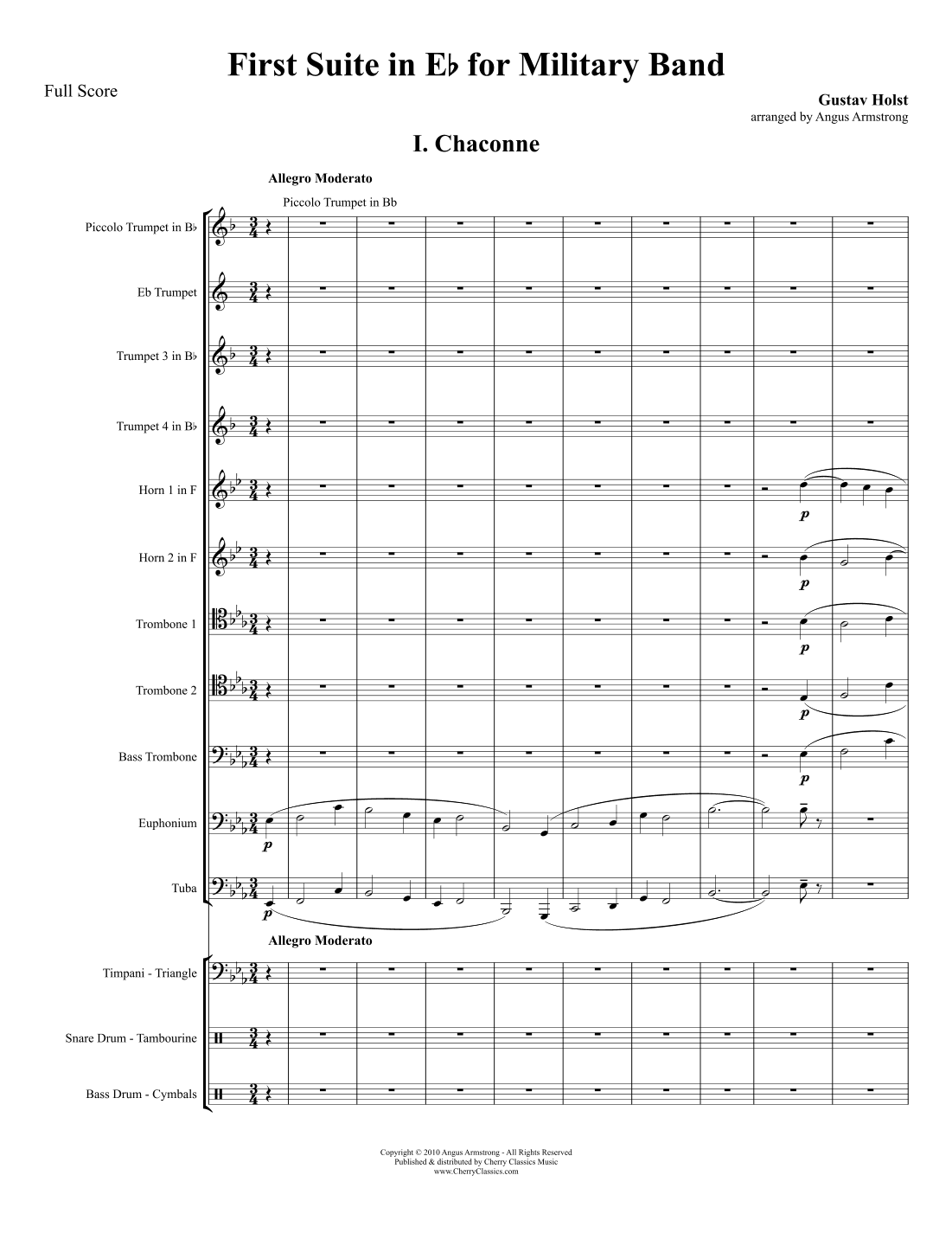 First Suite in Eb for Brass Ensemble (arr. Angus Armstrong)