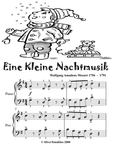 Eine Kleine Nachtmusik Easy Piano Sheet Music 2nd Edition (arr. SilverTonalities)