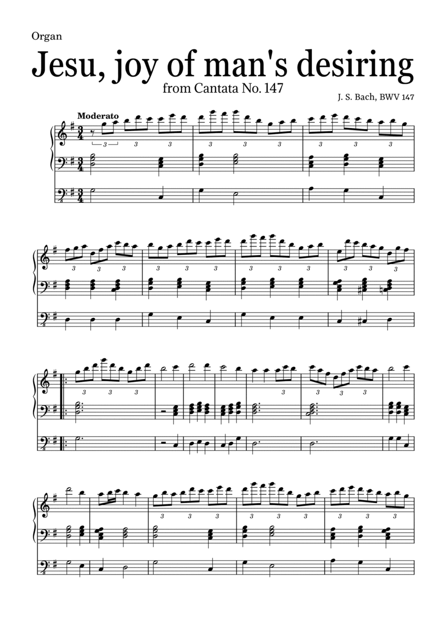 JESU, JOY OF MAN'S DESIRING by Bach - easy version for Organ and chords (arr. Leyandder Trustworthy)