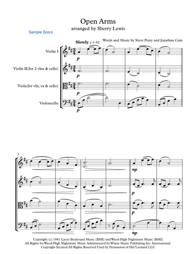 Open Arms (arr. Sherry Lewis Publishing)