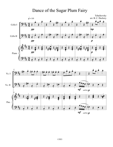 Dance of the Sugar Plum Fairy (Cello Duet with Piano Accompaniment) (arr. B. C. Dockery)