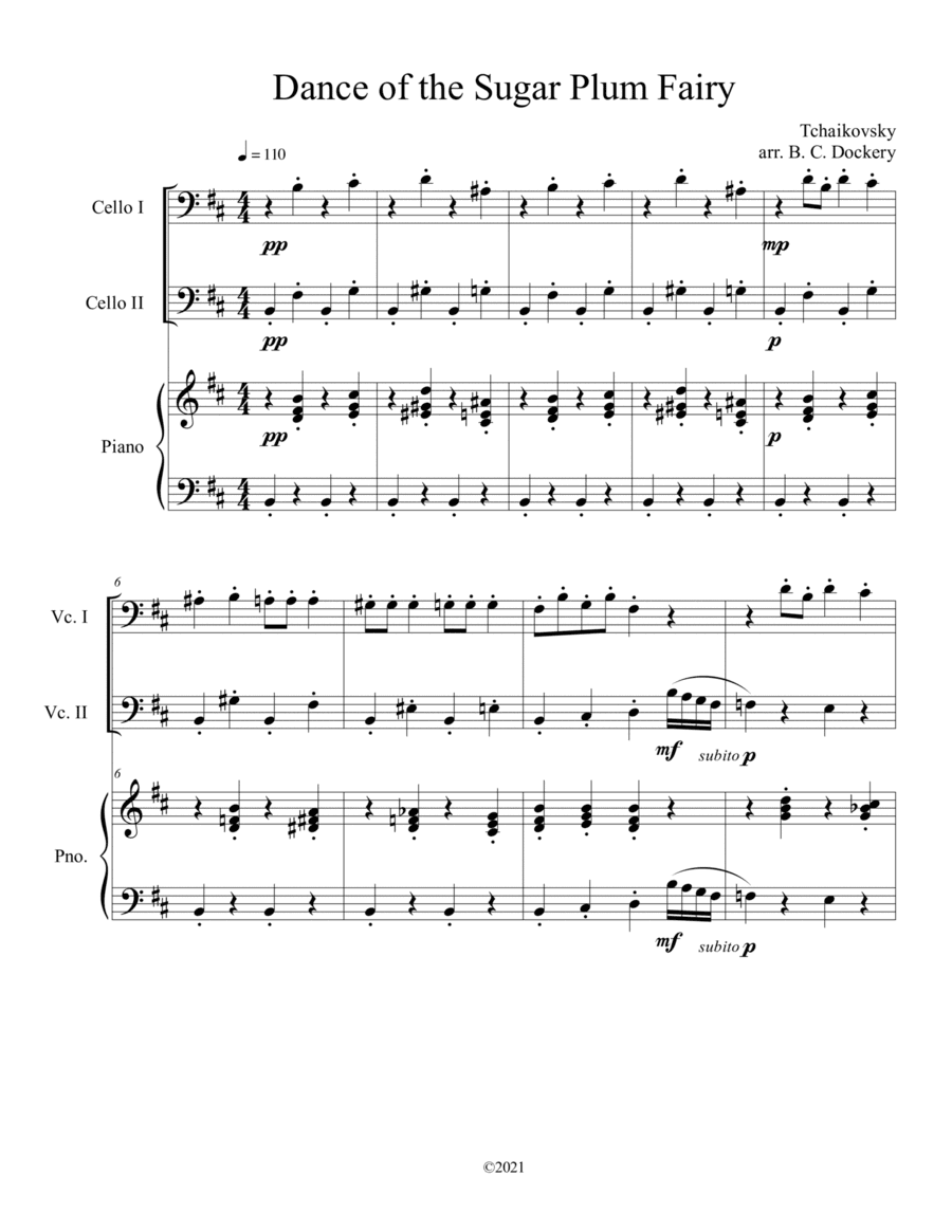Dance of the Sugar Plum Fairy (Cello Duet with Piano Accompaniment) (arr. B. C. Dockery)