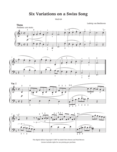 Six Variations on a Swiss Song, WoO 64 (arr. Isabel Bowen)