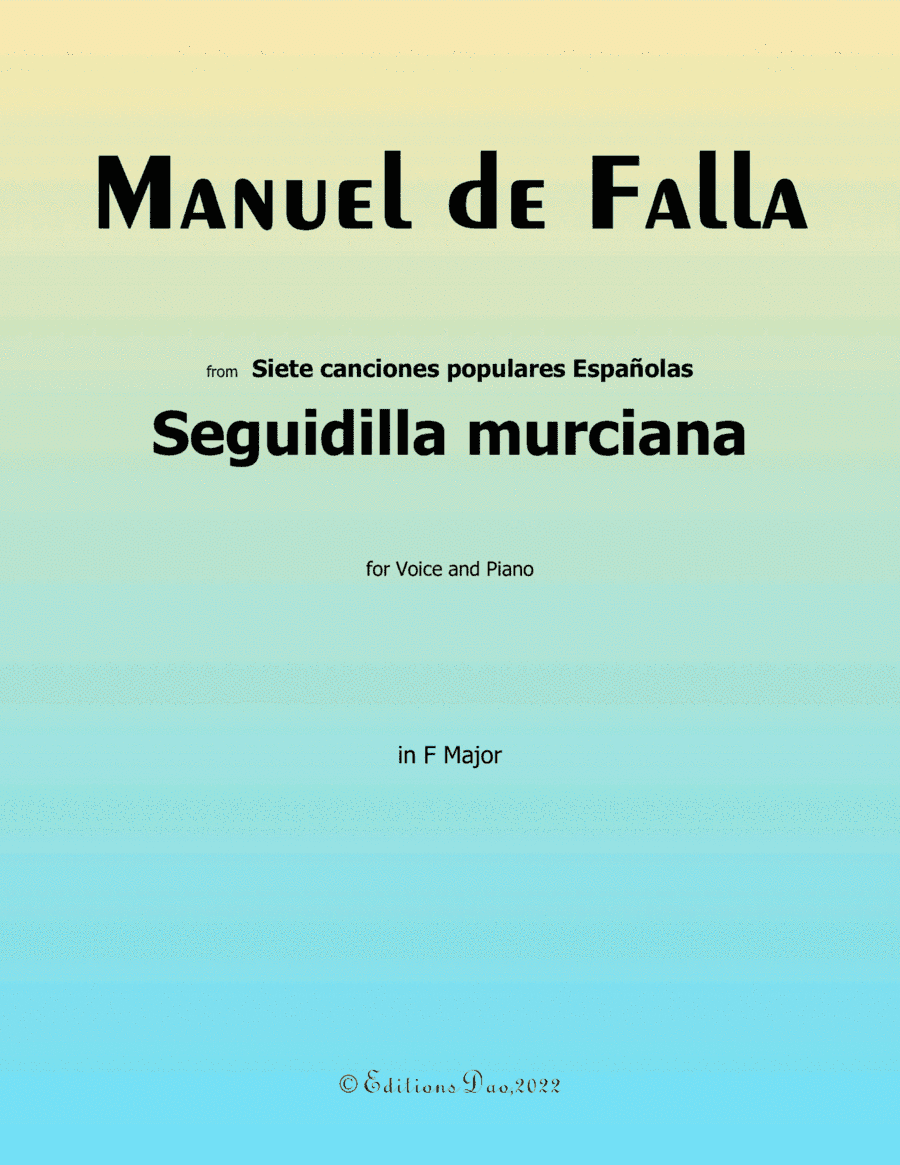 Seguidilla murciana, by Falla, in F Major (arr. Editions Dao)