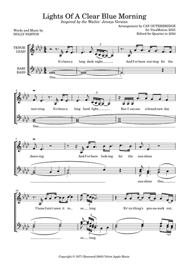Light Of A Clear Blue Morning (arr. Cay Outerbridge)