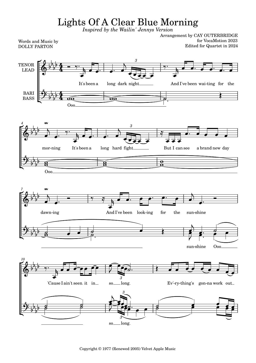 Light Of A Clear Blue Morning (arr. Cay Outerbridge)
