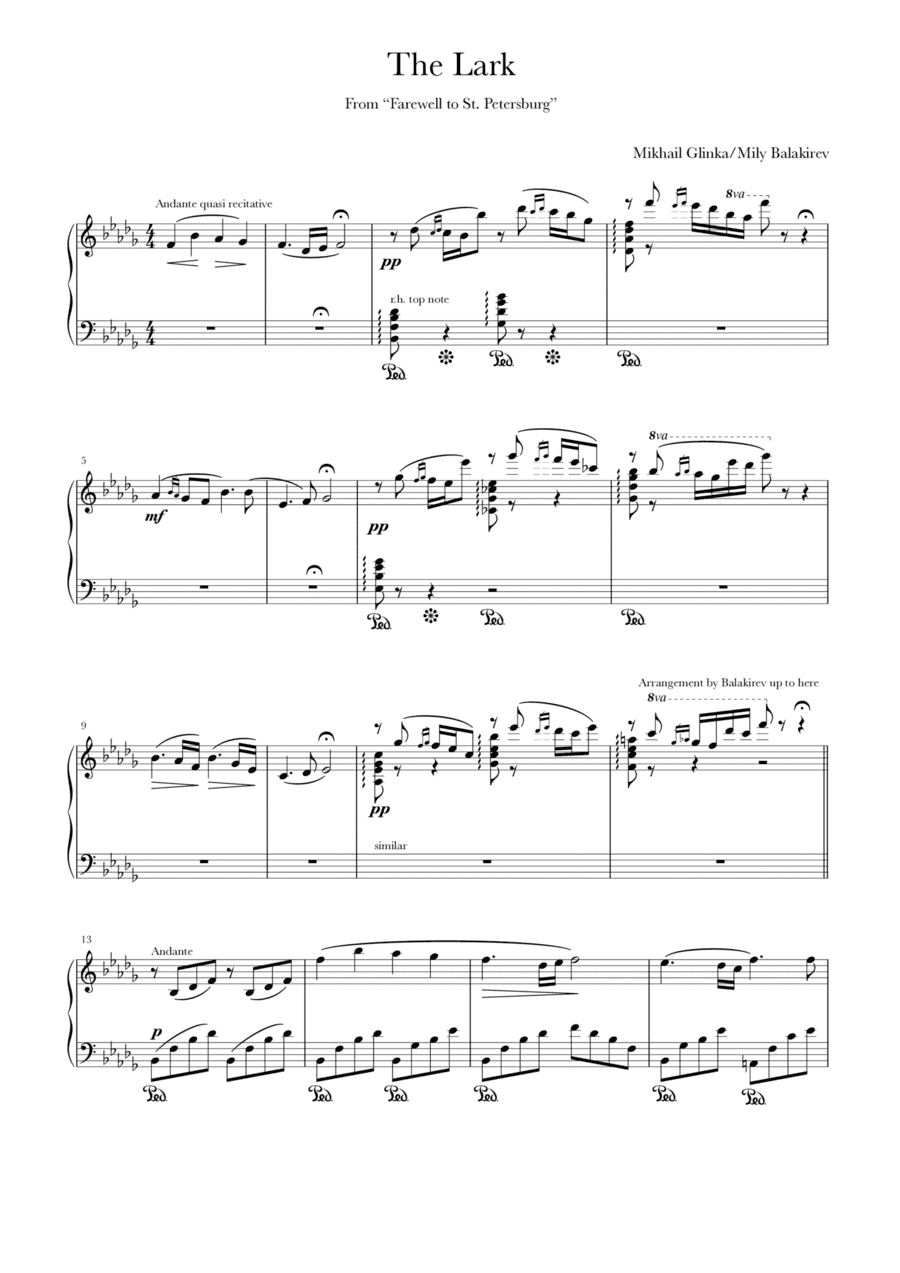 The Lark - from "Farewell to St. Petersburg" (arr. Thomas Ling of Sibu)