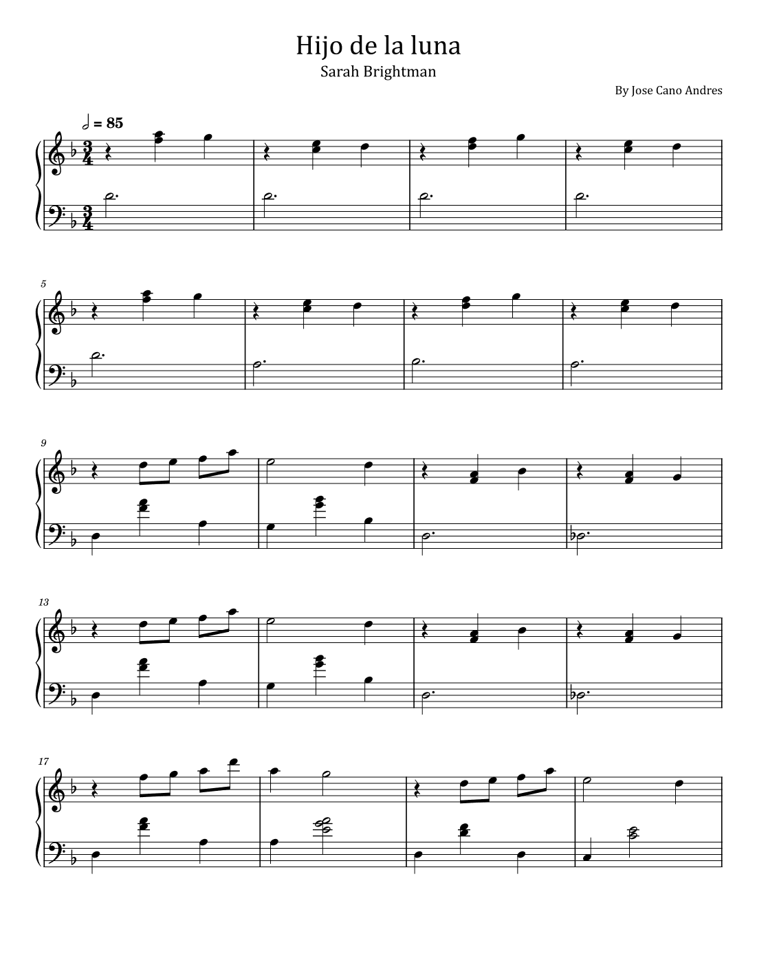 Hijo De La Luna (arr. poon)