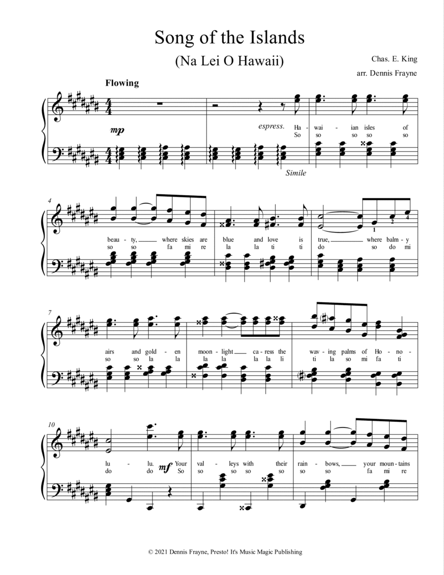 Song of the Islands (Na Lei O Hawaii) (arr. Dennis Frayne)
