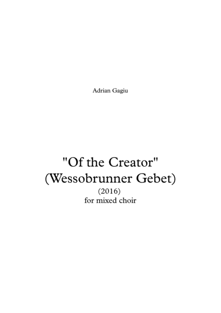 "Of the Creator", op. 60