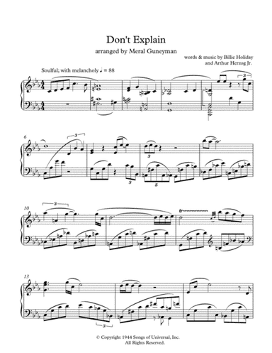 Don't Explain (arr. Meral Guneyman)