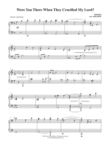 Were You There When They Crucified My Lord? (early intermediate) (arr. Anne Britt)