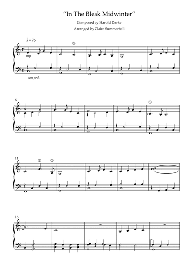 In The Bleak Midwinter - Easy Piano Solo (arr. Claire Summerbell)