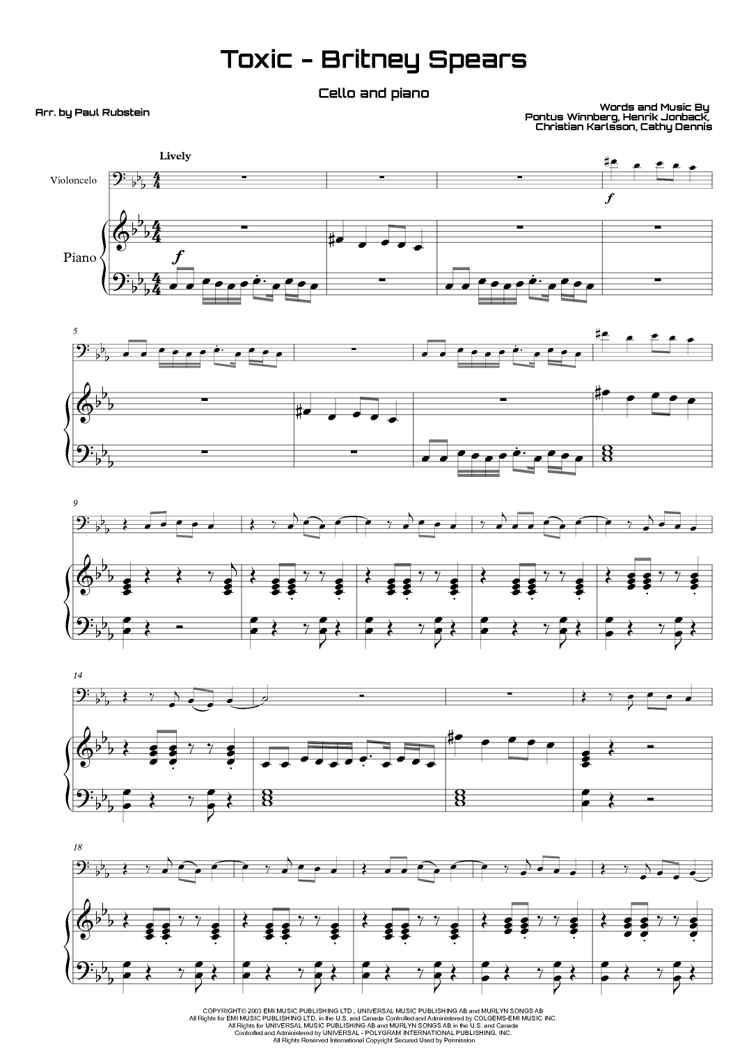 Toxic (arr. Paul Rubstein)