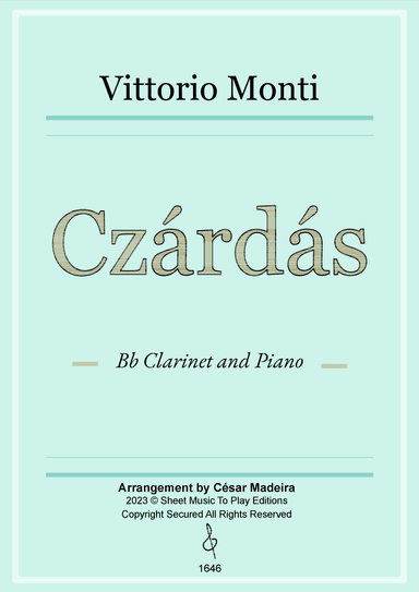 Czardas - Bb Clarinet and Piano (Full Score and Parts) (arr. César Madeira)