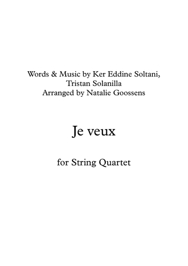 Je Veux (arr. Natalie Goossens)