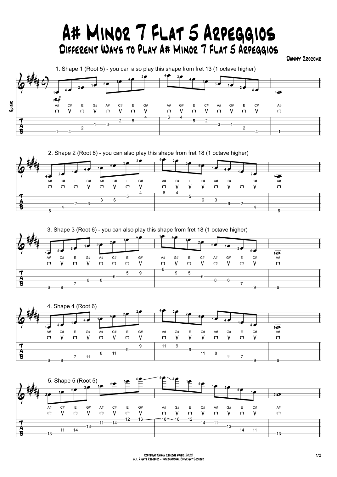 A# Minor 7 Flat 5 Arpeggios (5 Ways to Play)