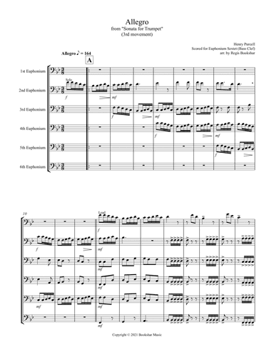Allegro (from "Sonata for Trumpet") (Bb) (Euphonium Sextet - Bass Clef) (arr. Regis Bookshar)