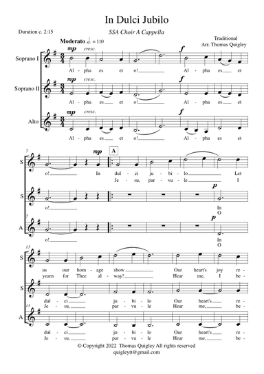 In Dulci Jubilo (SSA a cappella) (arr. Thomas Quigley)