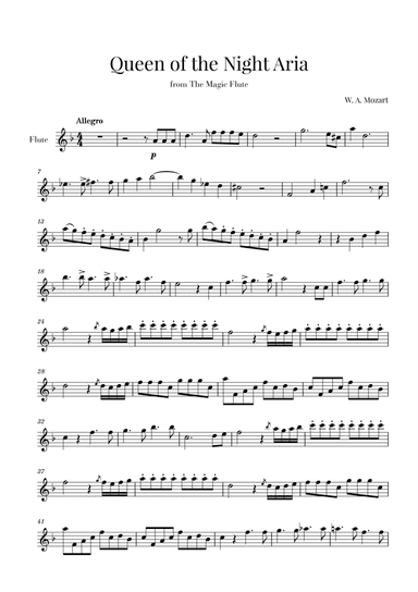 Mozart - Queen of the Night Aria (for Flute) (arr. Cadenza Editions)