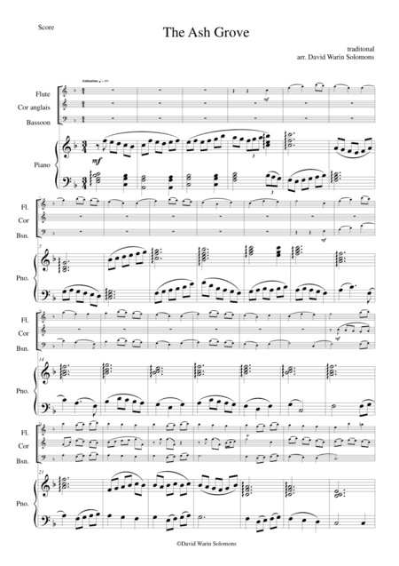 The Ash Grove for flute, cor anglais, bassoon and piano (arr. David Warin Solomons)