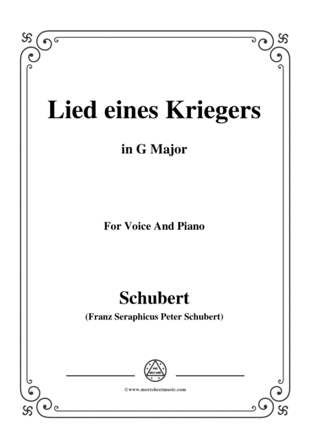Schubert-Lied eines Kriegers,D.822,in G Major,for Voice and Piano (arr. MSM)