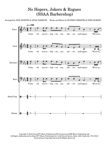 No Hopers, Jokers & Rogues (arr. Don Staffin and Anna Tabbush)