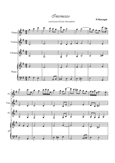 Intermezzo from Cavalleria Rusticana. Quartet (arr. Ester Alessandrini)