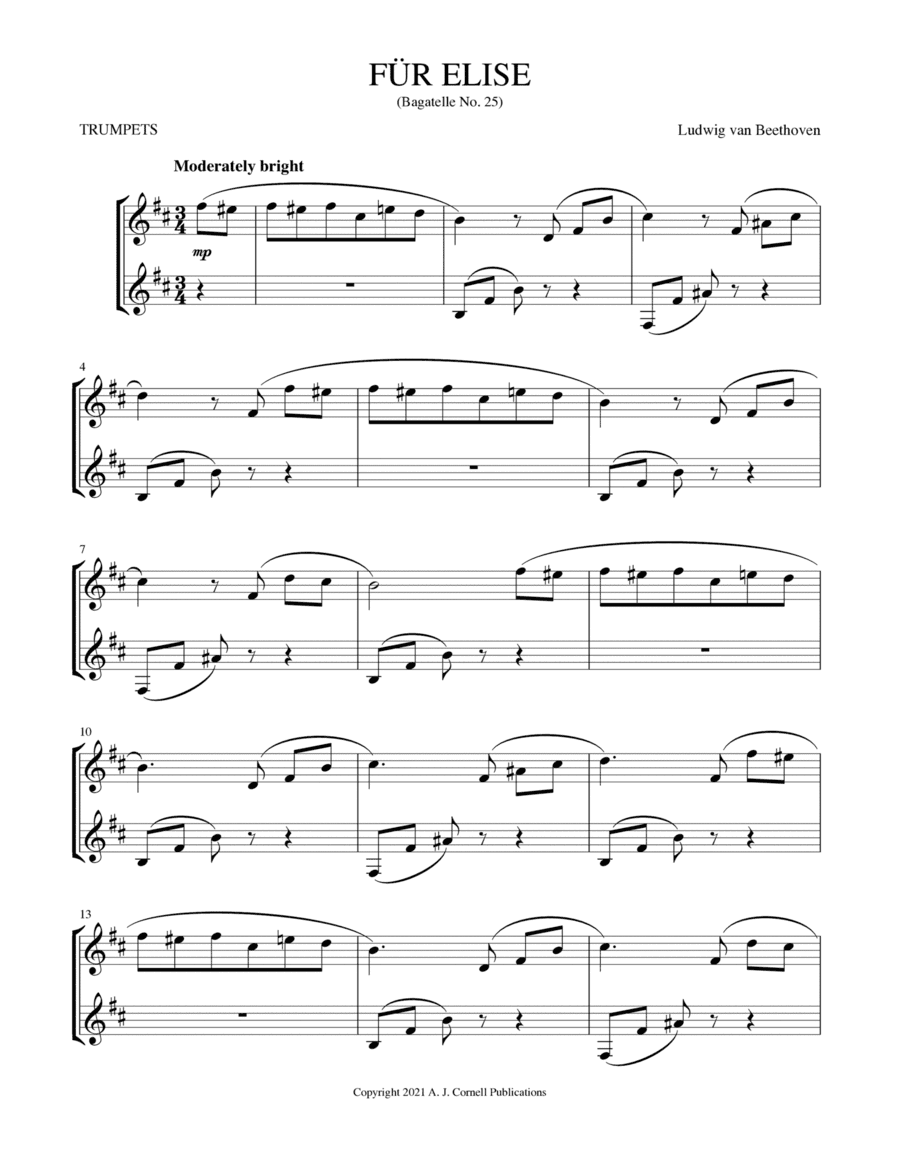 Für Elise (Bagatelle No. 25) (arr. Mark Phillips)
