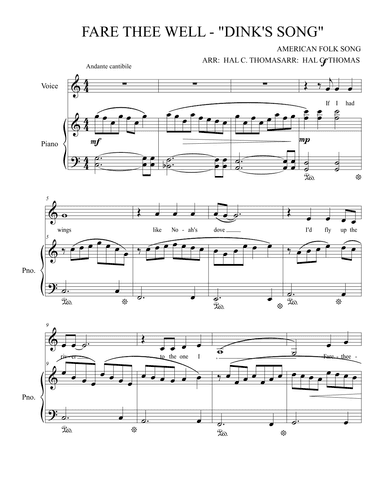 Fare Thee Well - Dink's Song (arr. HAL C THOMAS)