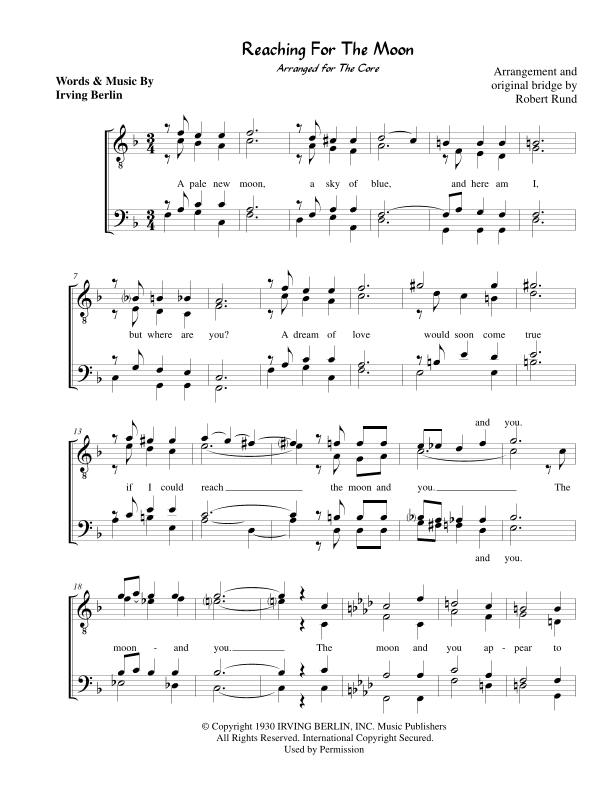 Reaching For The Moon (arr. Robert Rund)