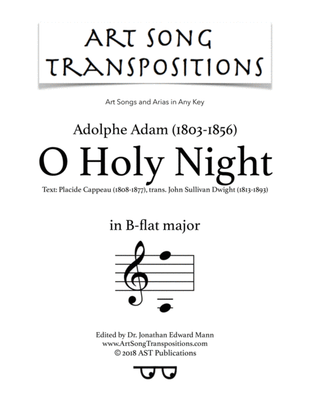 ADAM: O Holy Night (transposed to B-flat major) (arr. ArtSongTranspositions.com)