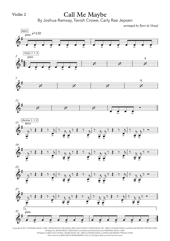 Call Me Maybe (arr. Joeri de Graaf)
