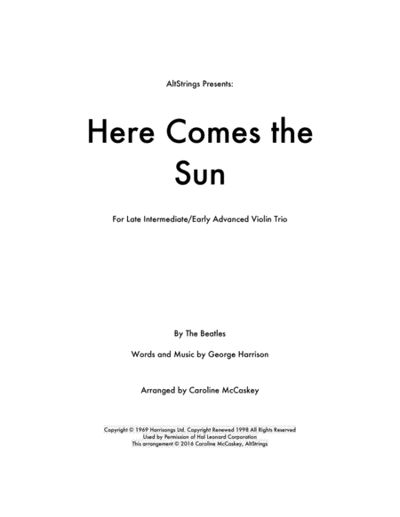 Here Comes The Sun (arr. Caroline McCaskey)