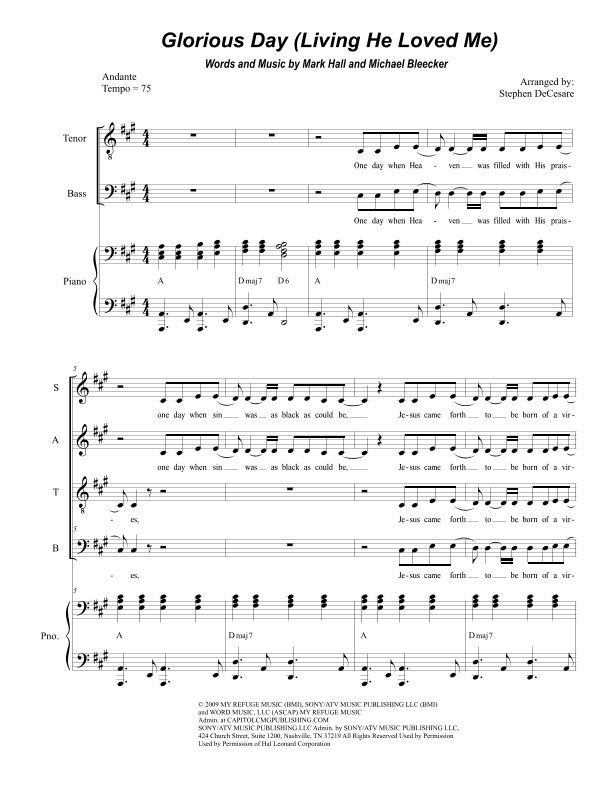 Glorious Day (living He Loved Me) (arr. Stephen DeCesare)