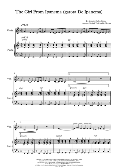 The Girl From Ipanema (garôta De Ipanema) (arr. Wesley S. SIlva)
