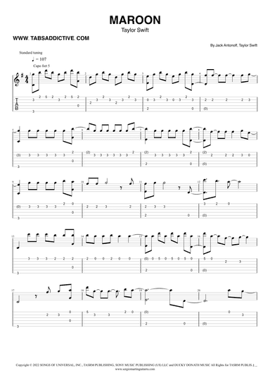 Maroon (arr. TABS ADDICTIVE - SERGIO MARTIN GUITARRA)