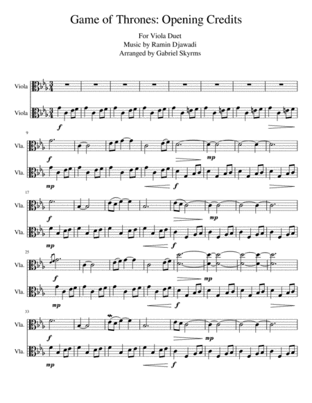 Game Of Thrones (arr. Gabriel Skyrms)